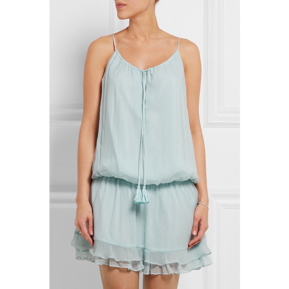 ELIZABETH & JAMES blue crepe silk Kenji mini dress L